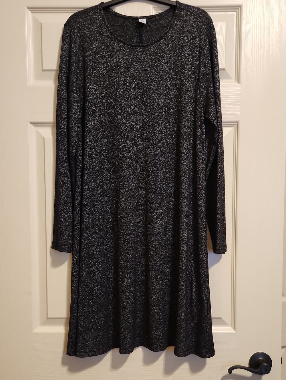 Old Navy Marled Black Long-Sleeve Swing Dress, Large